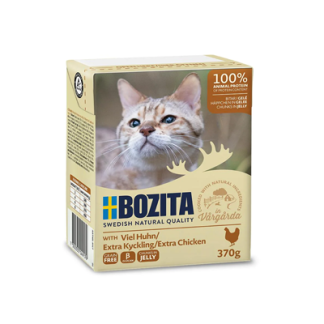 BOZITA Nassfutter für Katzen, viel Huhn in Gelee, 370g Tetra Pak