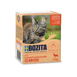 BOZITA Nassfutter für Katzen, Lamm in Gelee, 370g Tetra Pak