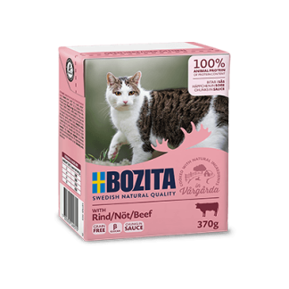 BOZITA Nassfutter für Katzen, Rind in Sosse, 370g Tetra Pak