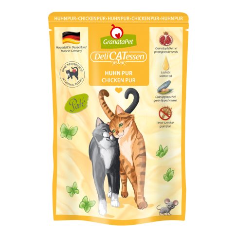 GranataPet Nassfutter für Katzen, Huhn pur, 85g Beutel, für Diabetiker Katzen, Monoprotein Futter