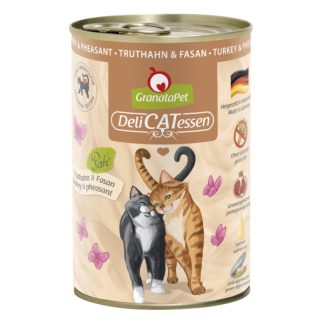 GranataPet Nassfutter für Katzen, Truthahn & Fasan, 400g Dose