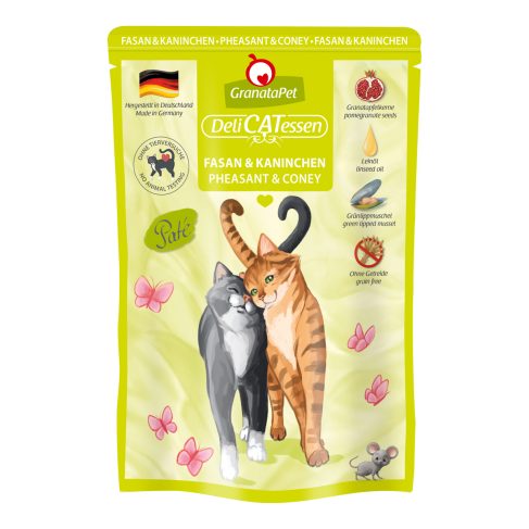 GranataPet Nassfutter für Katzen, Fasan & Kaninchen, 85g Beutel, für Diabetiker Katzen