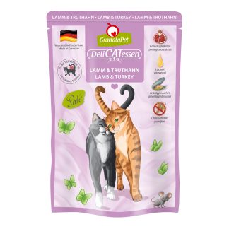 GranataPet Nassfutter für Katzen, Lamm & Truthahn, 85g Beutel