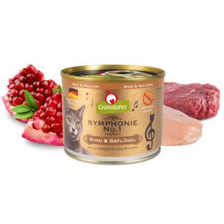 GranataPet Nassfutter für Katzen, Rind & Geflügel, 200g Dose