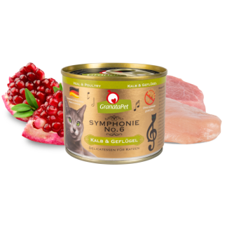 GranataPet Nassfutter für Katzen, Kalb & Geflügel, 200g Dose