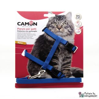Geschirr und Leine von CAMON für grosse Katzen, Farbe blau