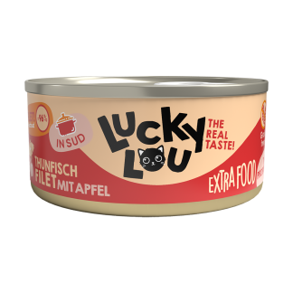 Lucky Lou Ergänzungsfutter Thunfischfilet mit Apfel in Sud 70g für Katzen in der Dose