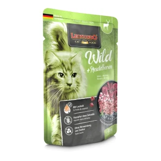 LEONARDO Nassfutter für Katzen, Wild & Heidelbeeren, 85g Beutel, für Katzen mit Diabetis