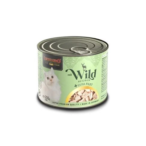 LEONARDO Nassfutter für Katzen, Wild + extra Filet, 200g Dose, für Katzen mit Diabetis