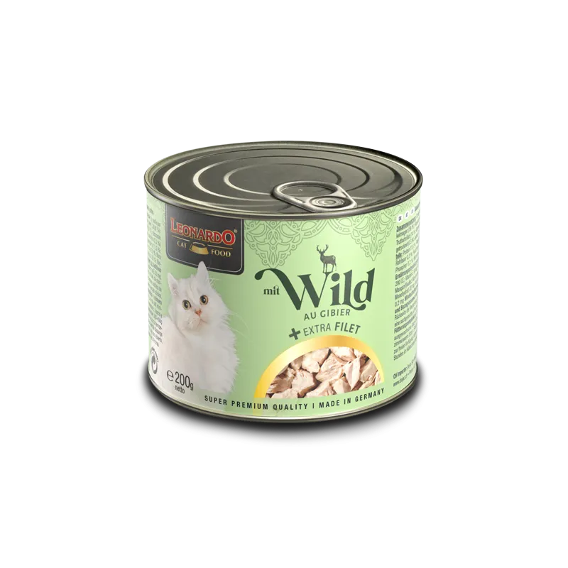LEONARDO Nassfutter für Katzen, Wild + extra Filet, 200g Dose, für Katzen mit Diabetis