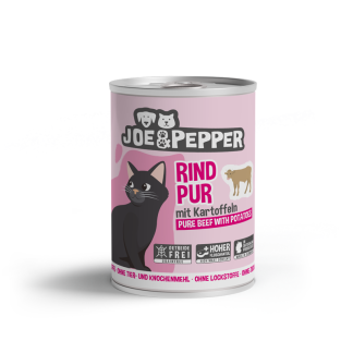 JOE & PEPPER Nassfutter für Katzen, Rind pur, 400g Dose, für Diabetiker geeignet, Monoprotein Futter