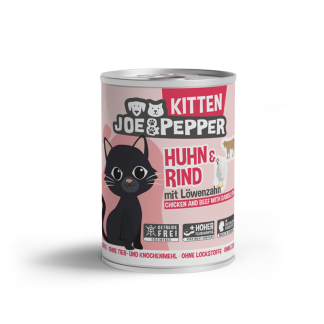 JOE & PEPPER Nassfutter für Kitten, Huhn & Rind, 400g Dose, für Diabetiker geeignet