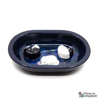 Keramiknapf für Surefeed Futterautomat - Antischlingnapf - Schwarz/Blau mit Katzen und Maus