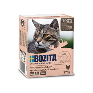 BOZITA Nassfutter für Katzen, Hühnchenleber in Gelee, 370g Tetra Pak