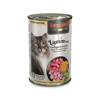 LEONARDO Nassfutter für Katzen, Superior Selection, Lamm mit Geflügel und Kürbis, 400g Dose
