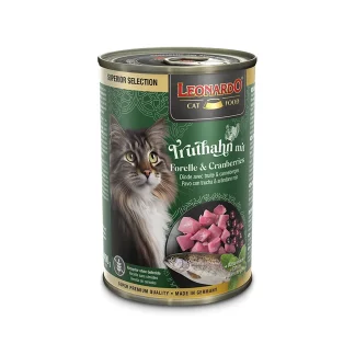 LEONARDO Nassfutter für Katzen, Superior Selection, Truthahn mit Forelle und Cranberries, 400g Dose
